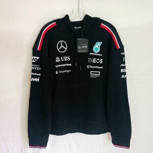 NEW Mercedes AMG Petronas F1 Team Men's XL Fleece Lined Pullover Hoodie NWT
